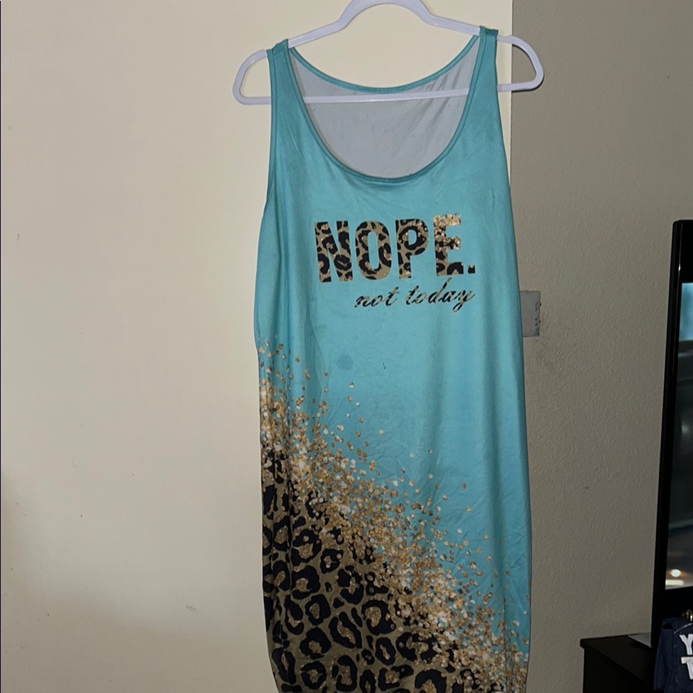 Blue Graphic Tank Dress
